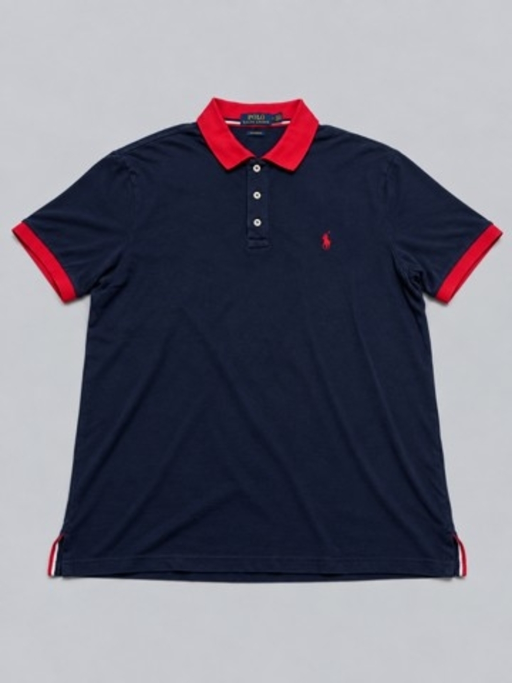 Polo by Ralph Lauren Mens Navy Polo with Red Collar and Cuffs